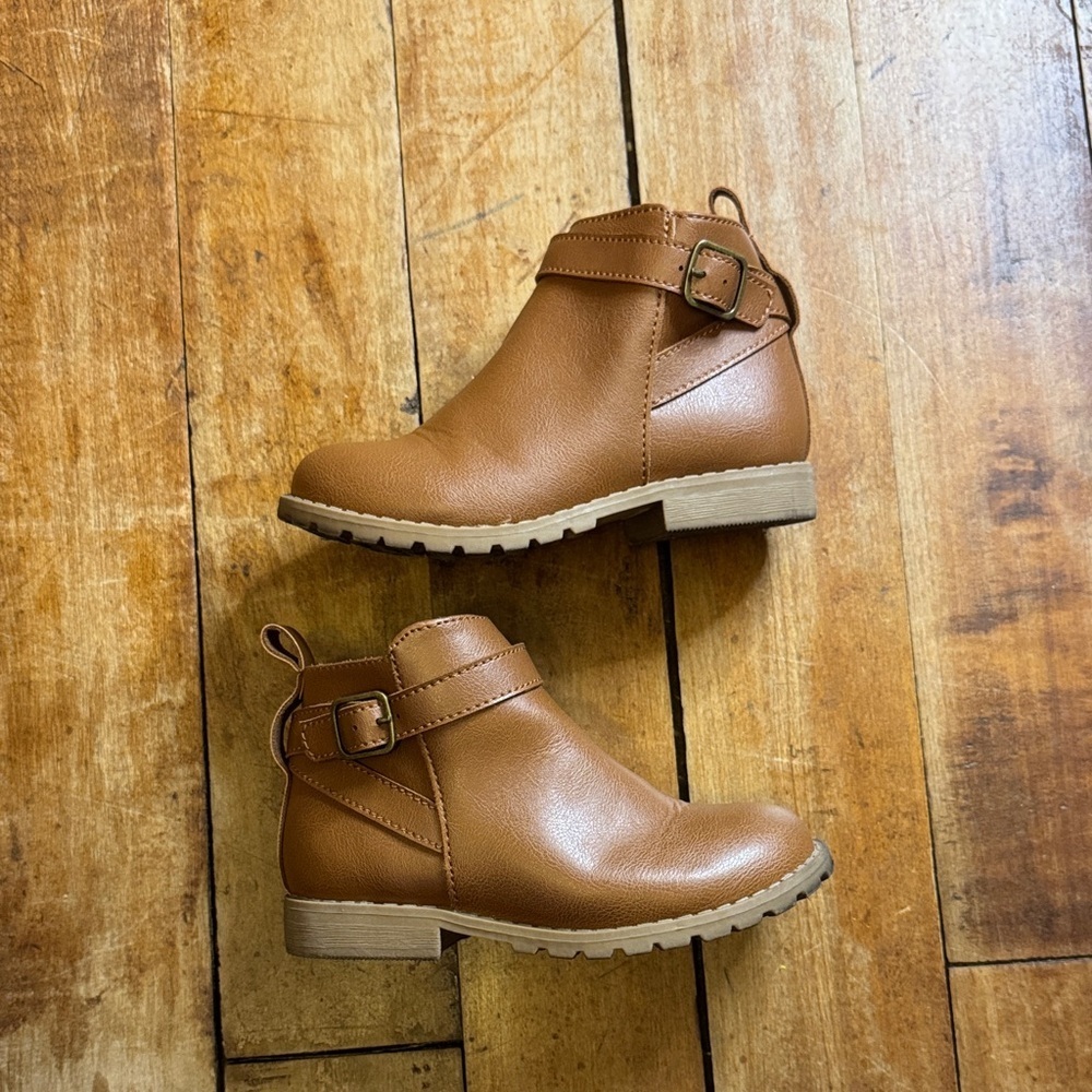 Old Navy Tan Ankle Boots size 9 toddler girl spring neutral - Picture 1 of 9
